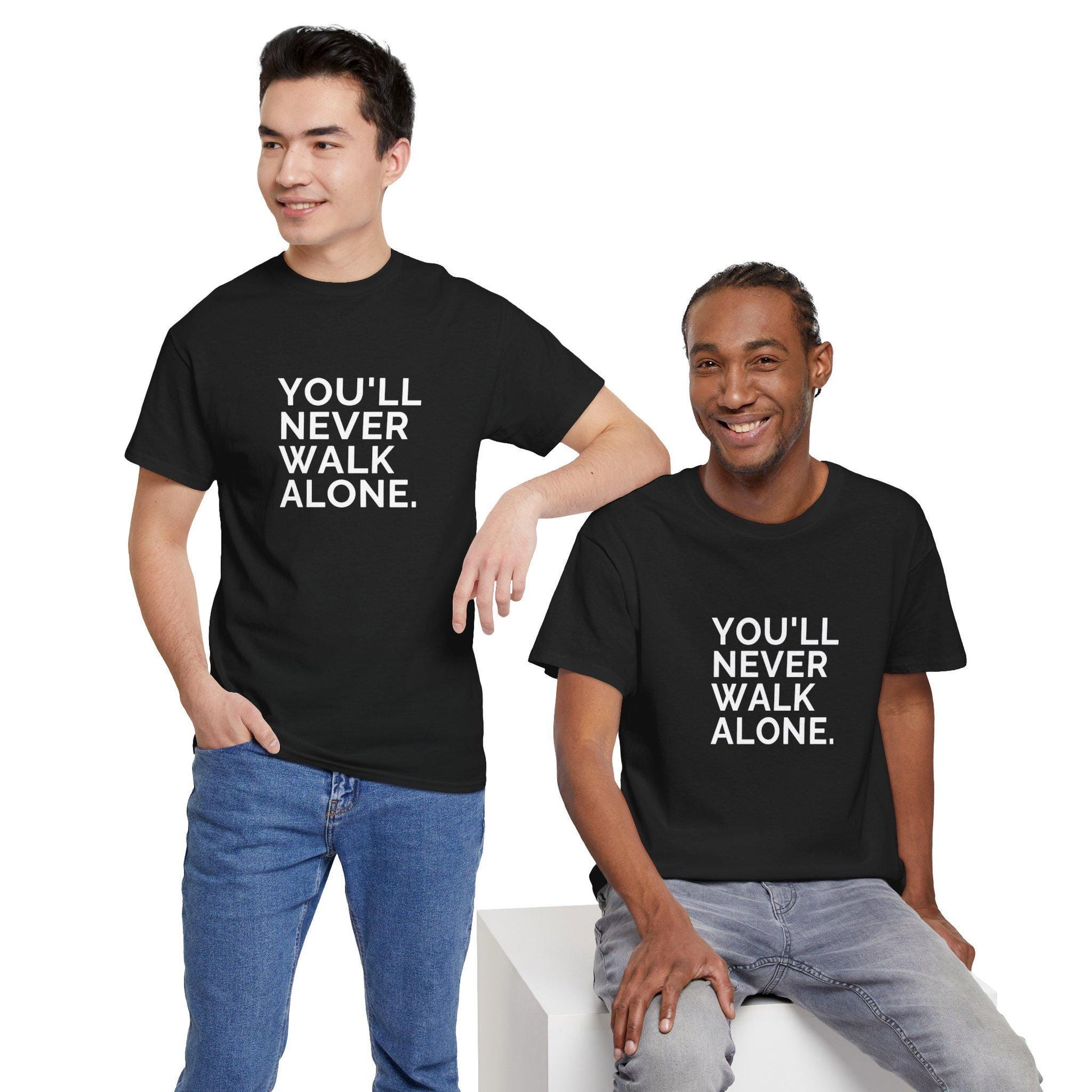 Liverpool FC You'll Never Walk Alone Unisex Tee in Red or Black, Perfect Gift for Kopites Soccer Fan Shirt, Football Team Supporter
