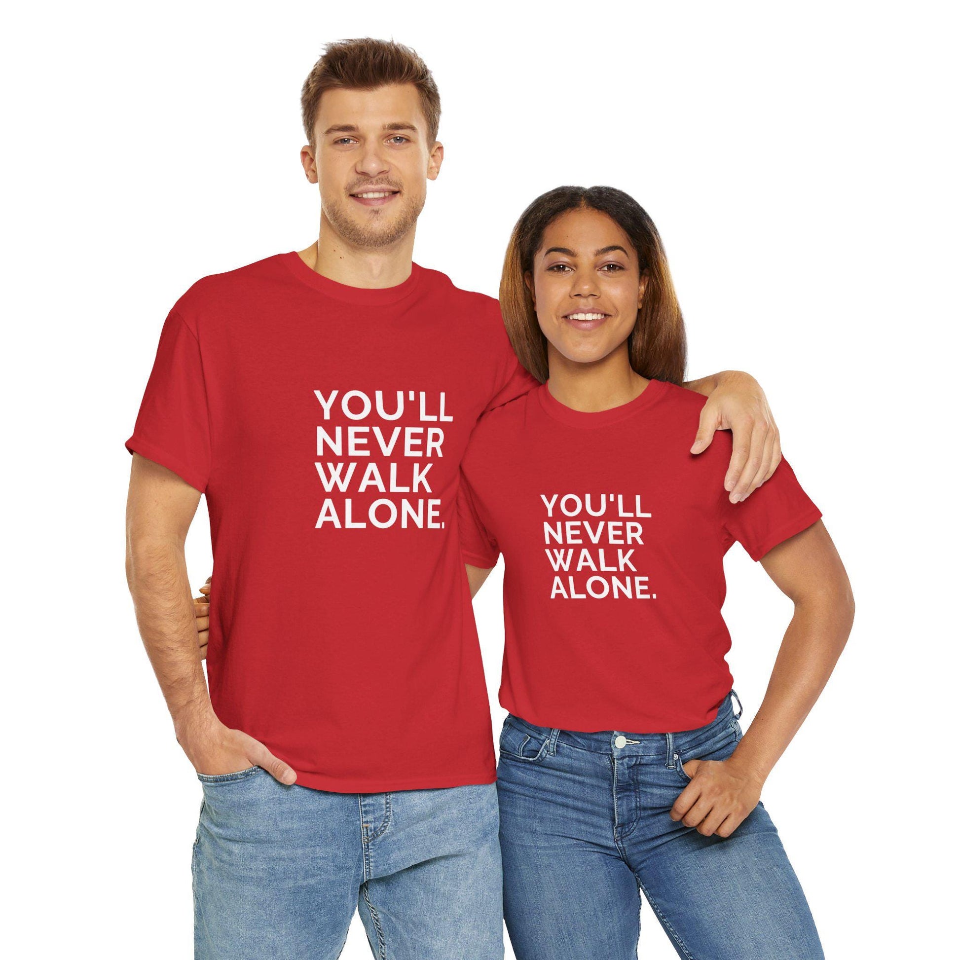 Liverpool FC You'll Never Walk Alone Unisex Tee in Red or Black, Perfect Gift for Kopites Soccer Fan Shirt, Football Team Supporter