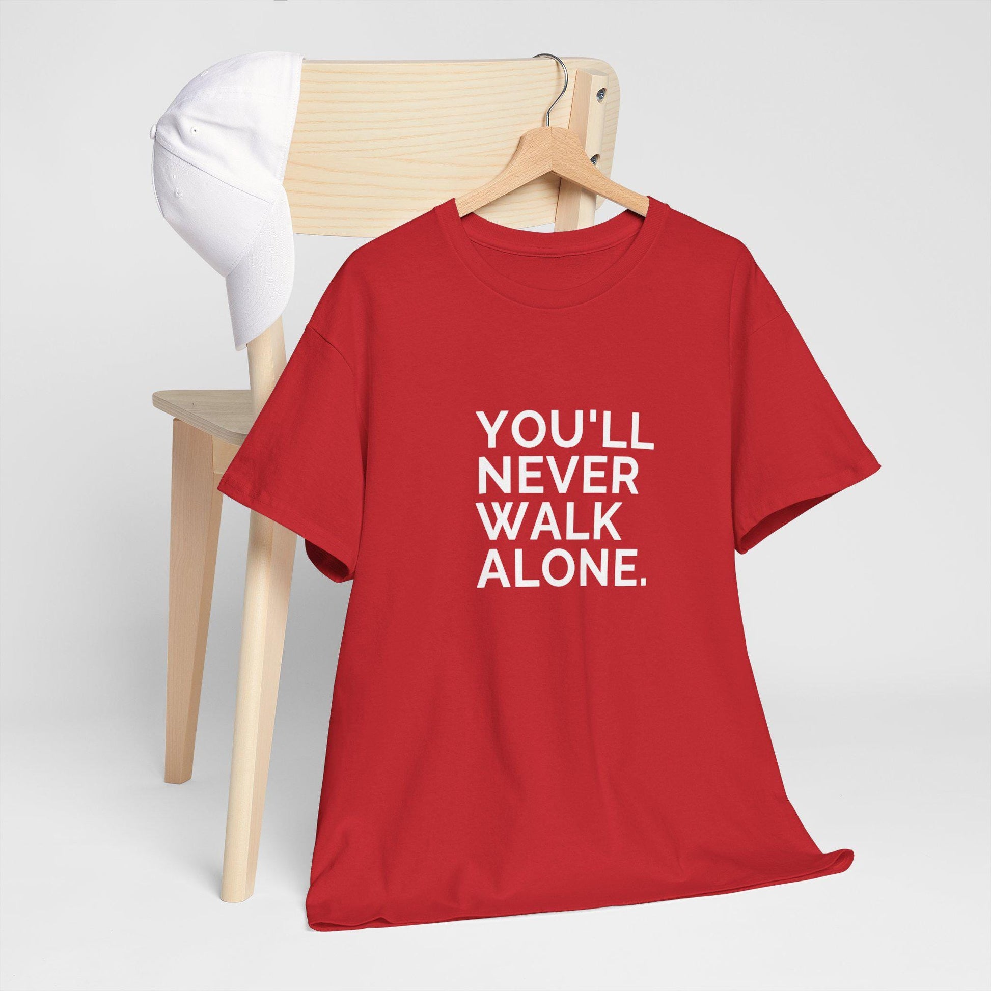 Liverpool FC You'll Never Walk Alone Unisex Tee in Red or Black, Perfect Gift for Kopites Soccer Fan Shirt, Football Team Supporter