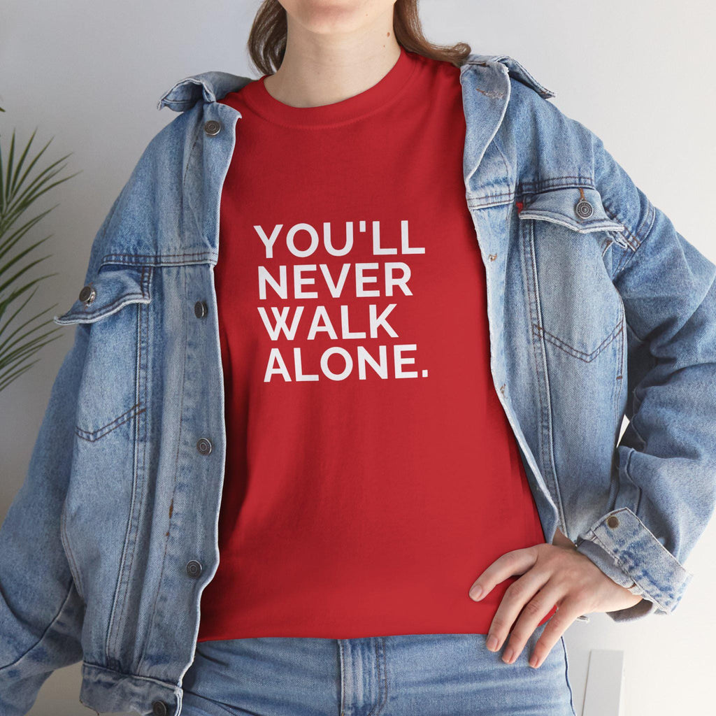 Liverpool FC You'll Never Walk Alone Unisex Tee in Red or Black, Perfect Gift for Kopites Soccer Fan Shirt, Football Team Supporter