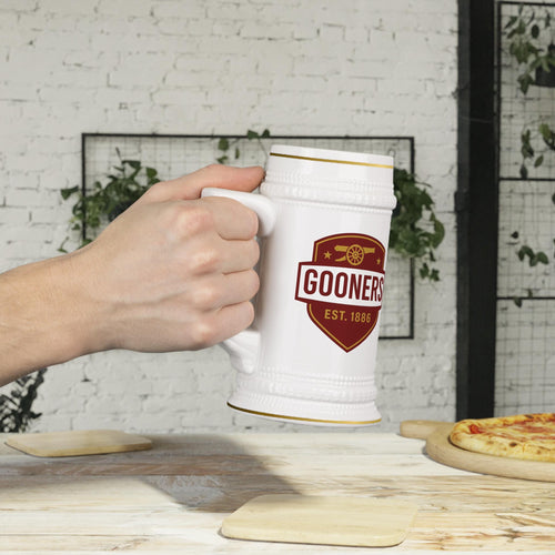 Arsenal FC Gooners Est. 1886 Beer Stein Football Fan 22oz Mug, Unique Perfect Wedding Gift Idea for Soccer Supporter North London Gunners